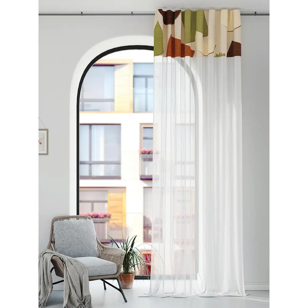Фото 2 Штора на шторной ленте Comfy Way Лорфиронс 150x250 см цвет белый Фото 2 Штора на шторной ленте Comfy Way Лорфиронс 150x250 см цвет белый