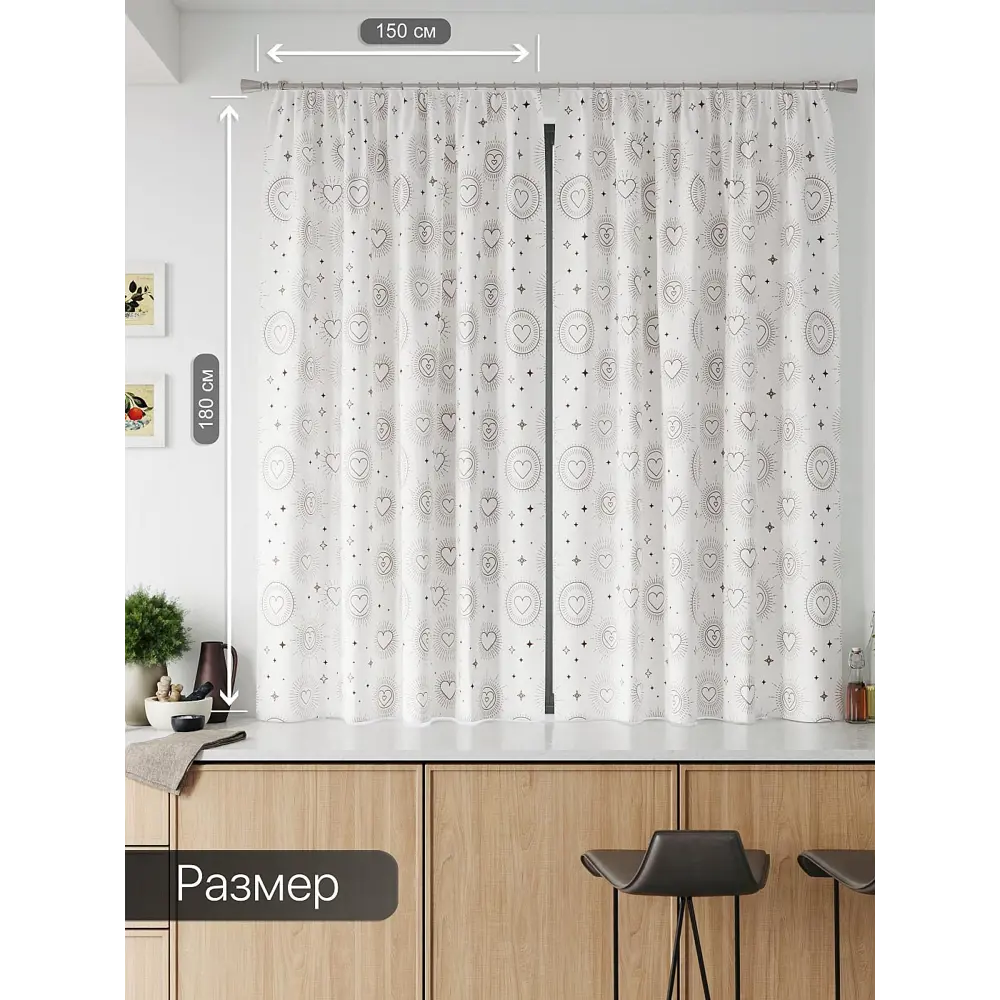 Фото 2 Комплект штор на шторной ленте Comfy Way Алмит 150x180 см цвет белый Фото 2 Комплект штор на шторной ленте Comfy Way Алмит 150x180 см цвет белый