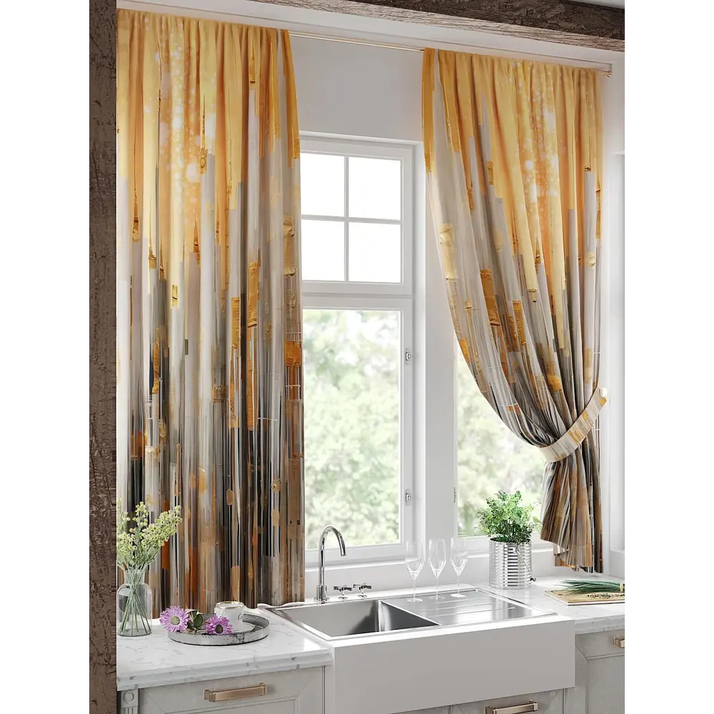 Фото 3 Комплект штор на шторной ленте Comfy Way Линомик - 87 150x170 см цвет бежевый Фото 3 Комплект штор на шторной ленте Comfy Way Линомик - 87 150x170 см цвет бежевый