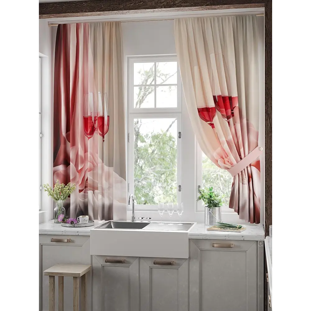 Фото 2 Комплект штор на шторной ленте Comfy Way Линомик - 78 150x170 см цвет красный Фото 2 Комплект штор на шторной ленте Comfy Way Линомик - 78 150x170 см цвет красный