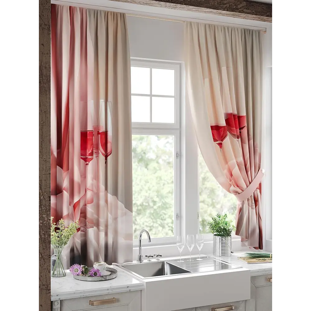 Фото 3 Комплект штор на шторной ленте Comfy Way Линомик - 78 150x170 см цвет красный Фото 3 Комплект штор на шторной ленте Comfy Way Линомик - 78 150x170 см цвет красный