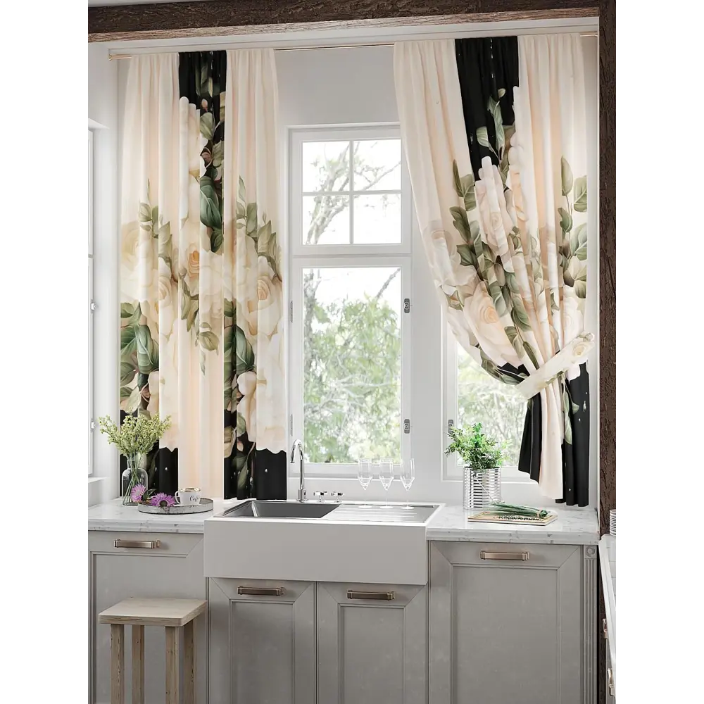 Фото 2 Комплект штор на шторной ленте Comfy Way Линомик - 63 150x170 см цвет бежевый Фото 2 Комплект штор на шторной ленте Comfy Way Линомик - 63 150x170 см цвет бежевый