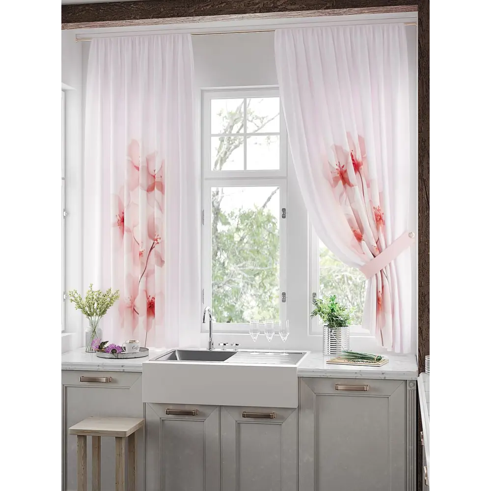 Фото 2 Комплект штор на шторной ленте Comfy Way Линомик - 72 150x170 см цвет розовый Фото 2 Комплект штор на шторной ленте Comfy Way Линомик - 72 150x170 см цвет розовый