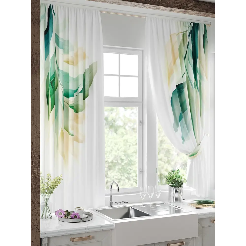 Фото 3 Комплект штор на шторной ленте Comfy Way Линомик - 70 150x170 см цвет белый Фото 3 Комплект штор на шторной ленте Comfy Way Линомик - 70 150x170 см цвет белый