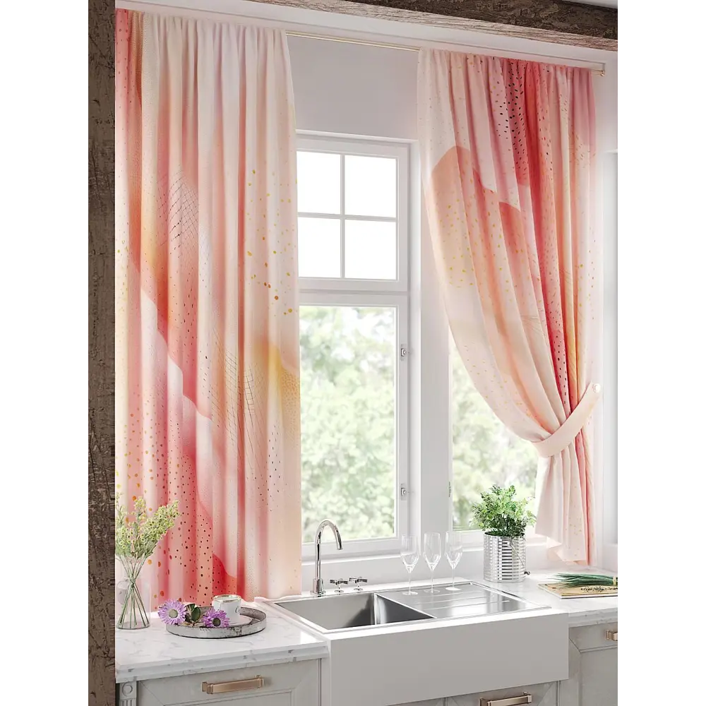 Фото 3 Комплект штор на шторной ленте Comfy Way Линомик - 15 150x170 см цвет красный Фото 3 Комплект штор на шторной ленте Comfy Way Линомик - 15 150x170 см цвет красный
