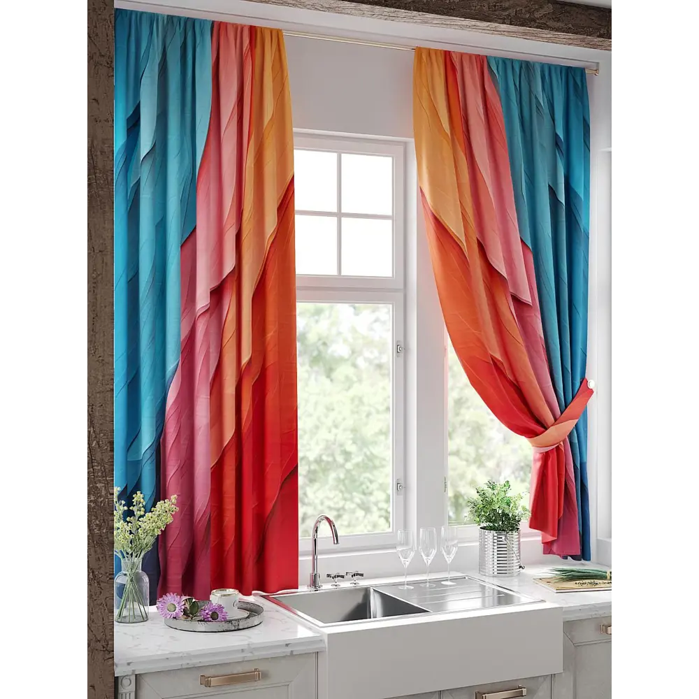 Фото 4 Комплект штор на шторной ленте Comfy Way Линомик - 25 150x170 см цвет красный Фото 4 Комплект штор на шторной ленте Comfy Way Линомик - 25 150x170 см цвет красный