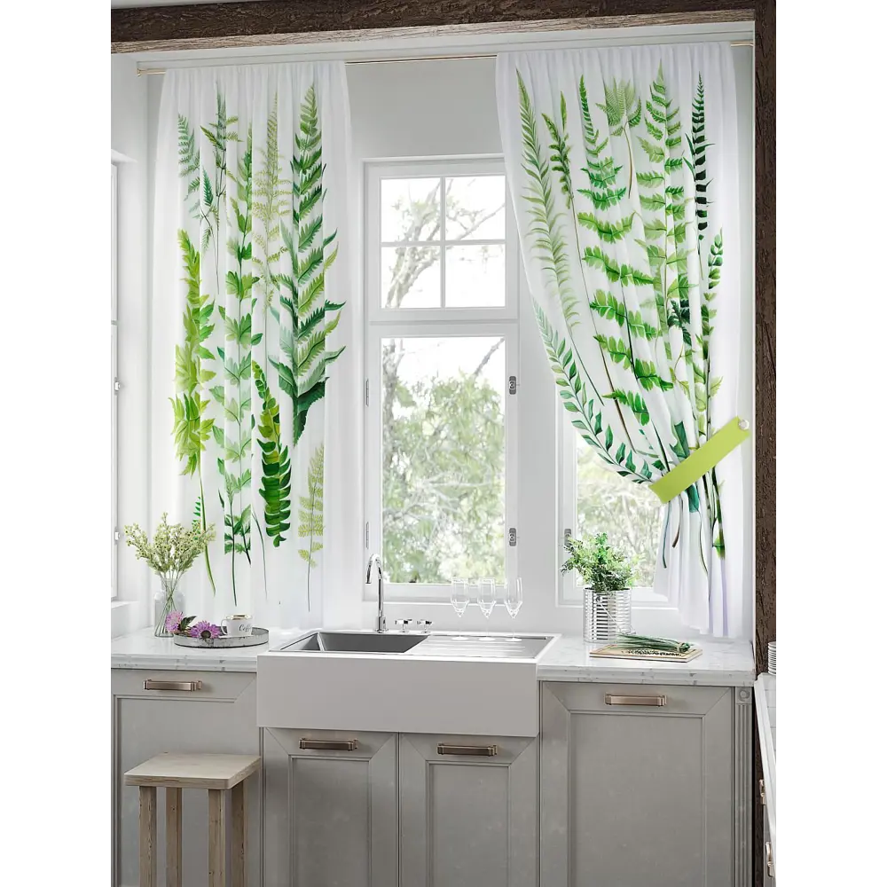 Фото 2 Комплект штор на шторной ленте Comfy Way Линомик - 07 150x170 см цвет белый Фото 2 Комплект штор на шторной ленте Comfy Way Линомик - 07 150x170 см цвет белый