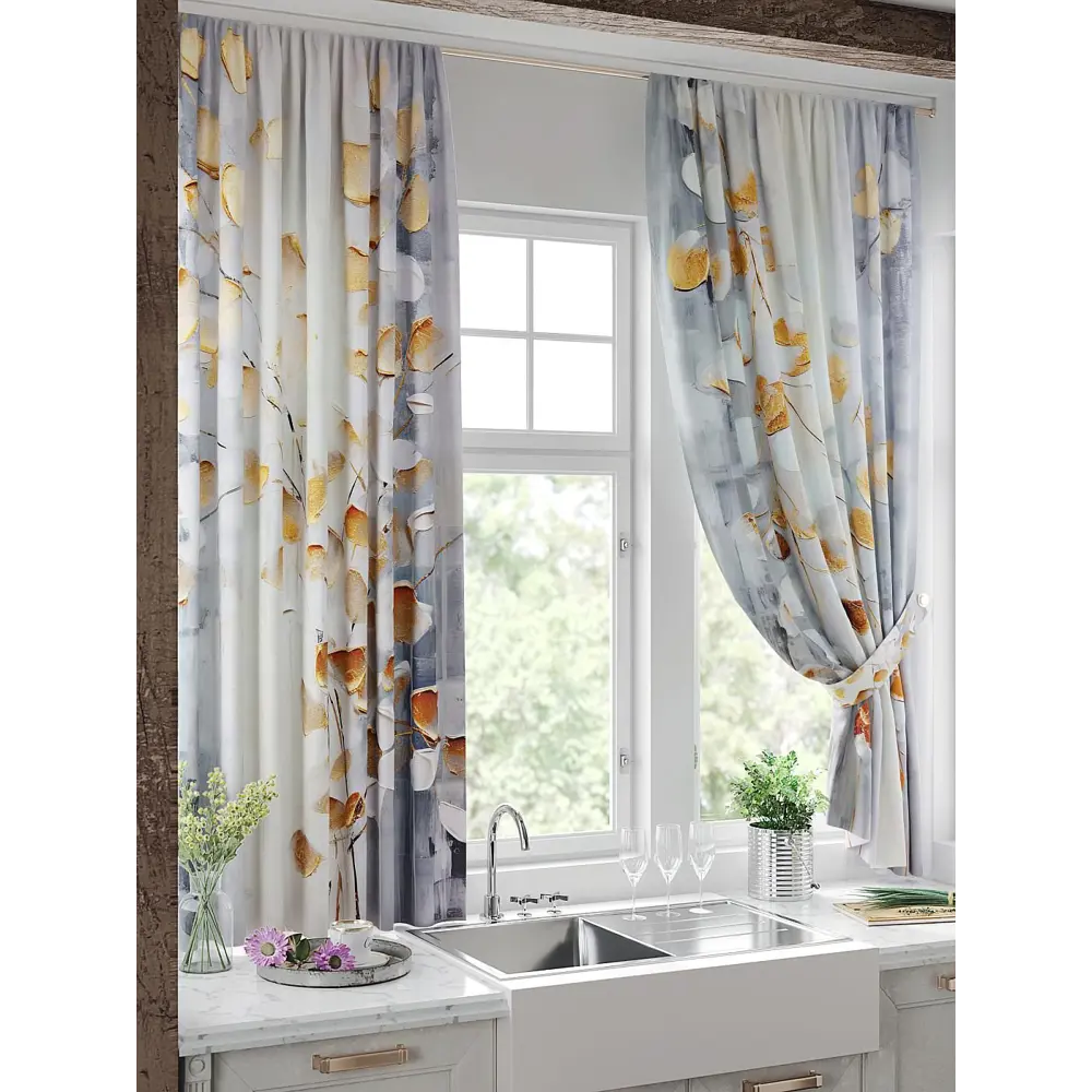 Фото 2 Комплект штор на шторной ленте Comfy Way Линомик - 13 150x170 см цвет серый Фото 2 Комплект штор на шторной ленте Comfy Way Линомик - 13 150x170 см цвет серый