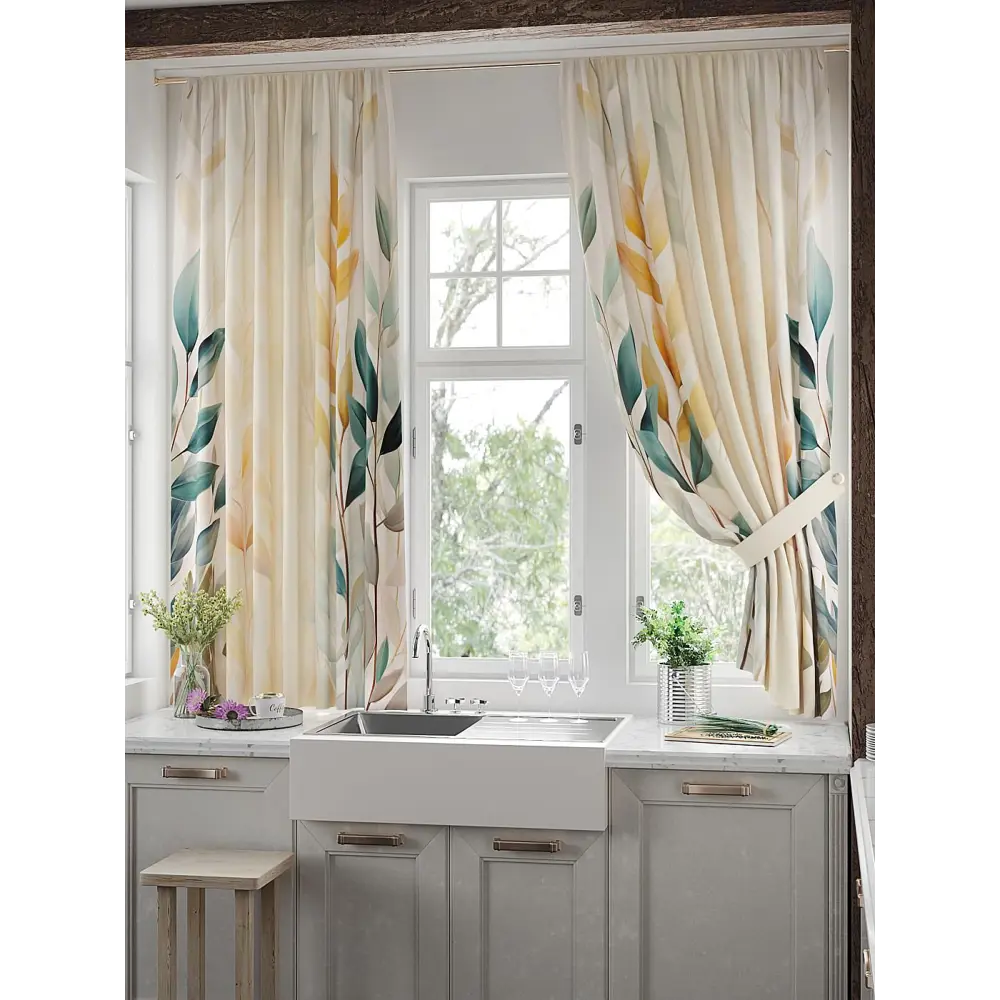 Фото 2 Комплект штор на шторной ленте Comfy Way Линомик - 35 150x170 см цвет бежевый