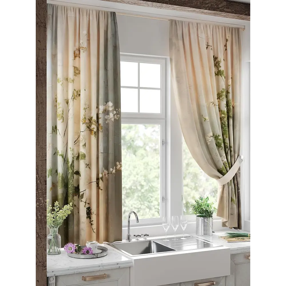 Фото 3 Комплект штор на шторной ленте Comfy Way Линомик - 18 150x170 см цвет бежевый Фото 3 Комплект штор на шторной ленте Comfy Way Линомик - 18 150x170 см цвет бежевый