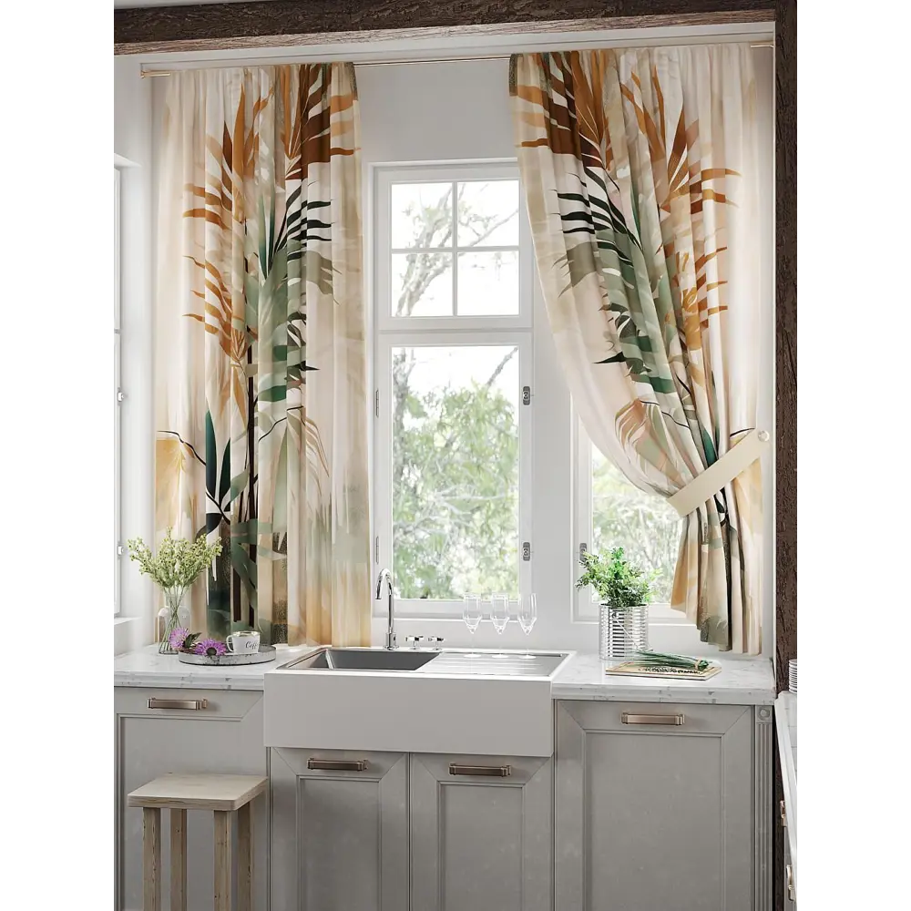 Фото 2 Комплект штор на шторной ленте Comfy Way Линомик - 36 150x170 см цвет бежевый Фото 2 Комплект штор на шторной ленте Comfy Way Линомик - 36 150x170 см цвет бежевый