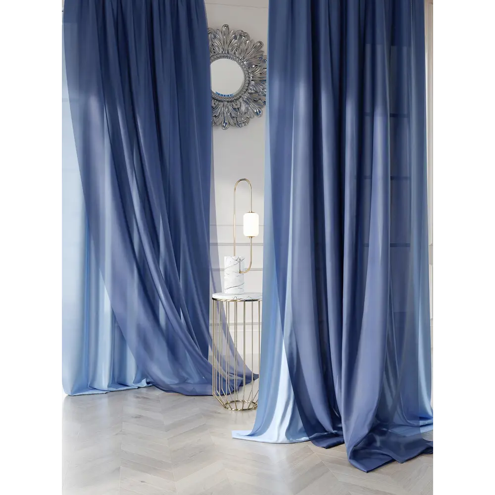 Фото 2 Комплект штор на шторной ленте Comfy Way Фрориа 150x260 см цвет синий Фото 2 Комплект штор на шторной ленте Comfy Way Фрориа 150x260 см цвет синий