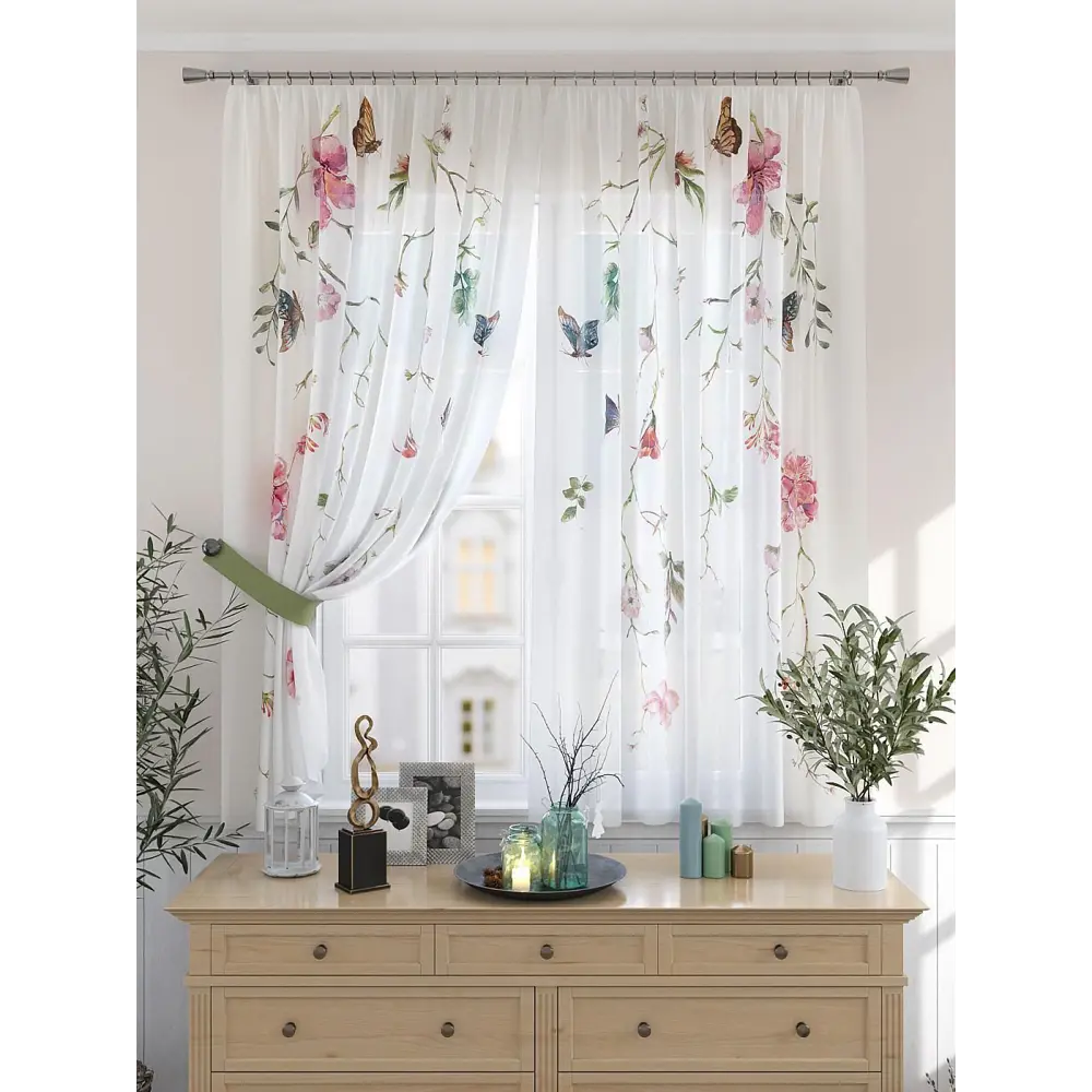 Фото 2 Комплект штор на петлях Comfy Way Рилонтес 150x180 цвет белый Фото 2 Комплект штор на петлях Comfy Way Рилонтес 150x180 цвет белый