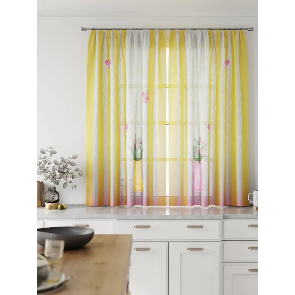 Фото 4 Комплект тюль 2 шт на ленте Comfy Way Свилс - 132 CW579132 150x160 см вуаль цвет желтый Фото 4 Комплект тюль 2 шт на ленте Comfy Way Свилс - 132 CW579132 150x160 см вуаль цвет желтый