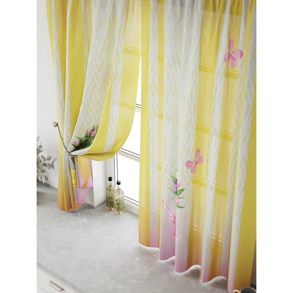 Фото 5 Комплект тюль 2 шт на ленте Comfy Way Свилс - 132 CW579132 150x160 см вуаль цвет желтый Фото 5 Комплект тюль 2 шт на ленте Comfy Way Свилс - 132 CW579132 150x160 см вуаль цвет желтый
