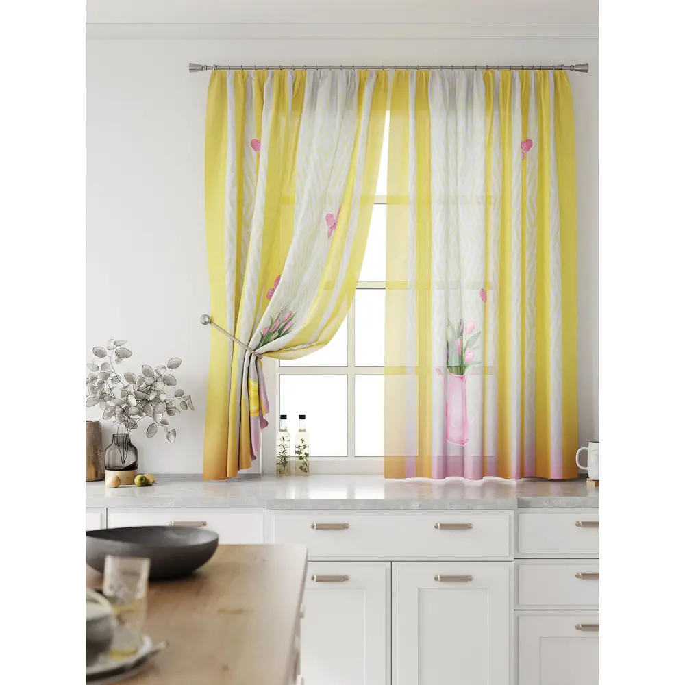 Фото 3 Комплект тюль 2 шт на ленте Comfy Way Свилс - 132 CW579132 150x160 см вуаль цвет желтый Фото 3 Комплект тюль 2 шт на ленте Comfy Way Свилс - 132 CW579132 150x160 см вуаль цвет желтый
