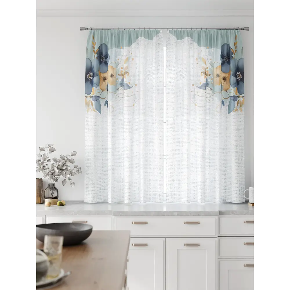 Фото 4 Комплект тюль 2 шт на ленте Comfy Way Свилс - 136 CW579136 150x160 см вуаль цвет синий Фото 4 Комплект тюль 2 шт на ленте Comfy Way Свилс - 136 CW579136 150x160 см вуаль цвет синий