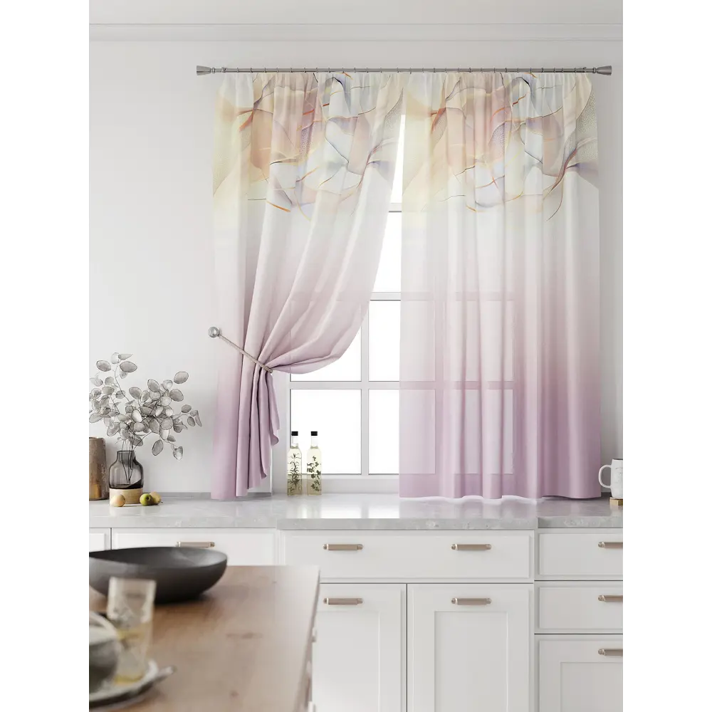 Фото 3 Комплект тюль 2 шт на ленте Comfy Way Свилс - 147 CW579147 150x160 см вуаль цвет желтый Фото 3 Комплект тюль 2 шт на ленте Comfy Way Свилс - 147 CW579147 150x160 см вуаль цвет желтый