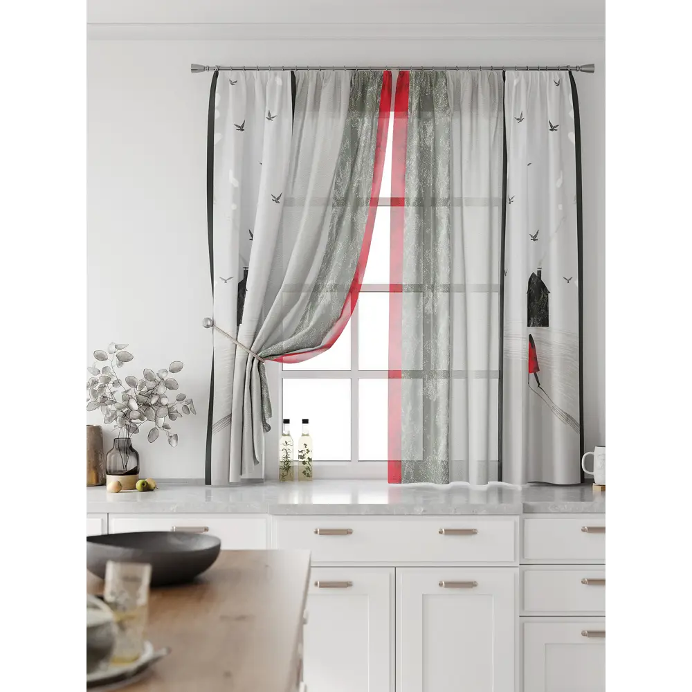 Фото 3 Комплект тюль 2 шт на ленте Comfy Way Свилс - 155 CW579155 150x160 см вуаль цвет серый Фото 3 Комплект тюль 2 шт на ленте Comfy Way Свилс - 155 CW579155 150x160 см вуаль цвет серый