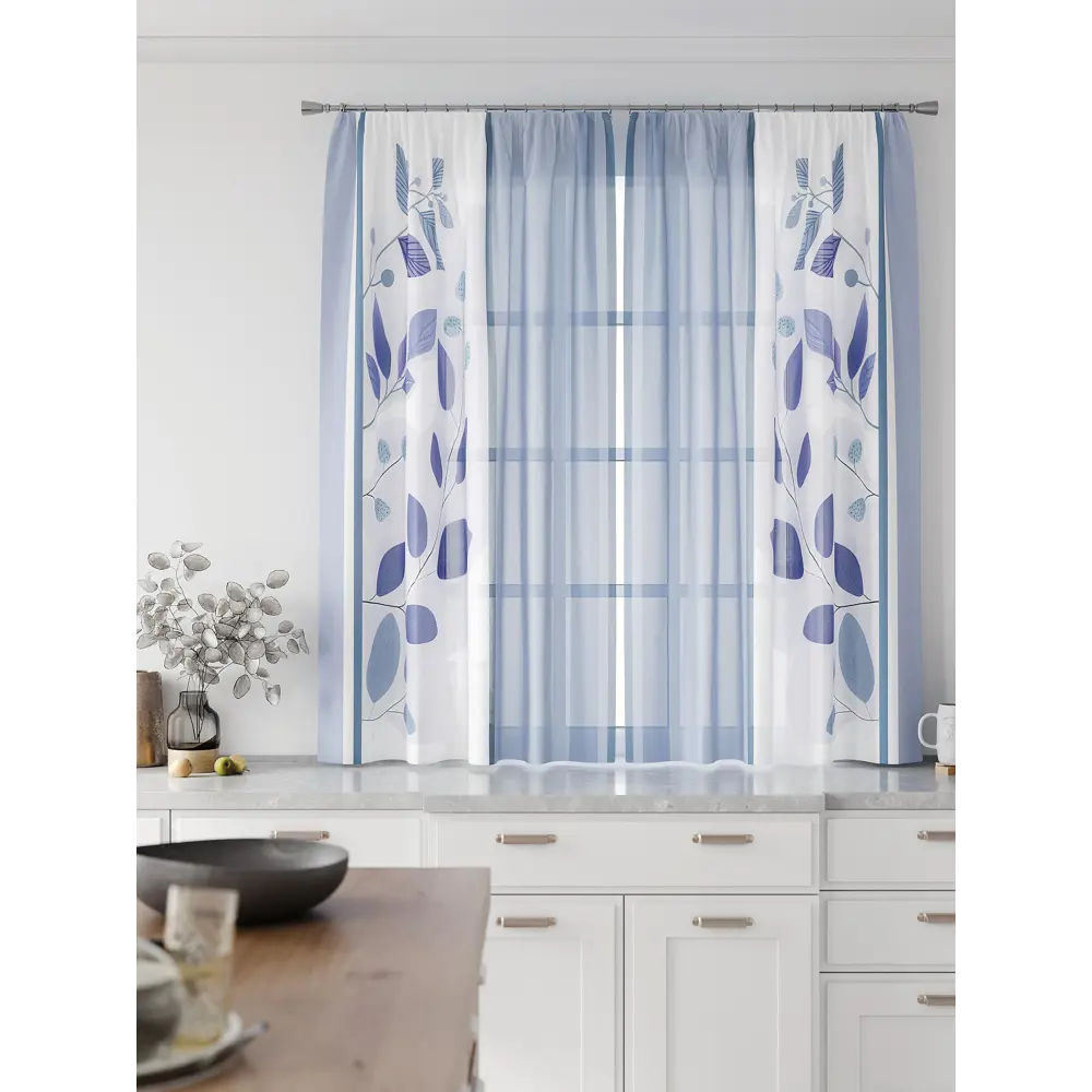 Фото 4 Комплект тюль 2 шт на ленте Comfy Way Свилс - 160 CW579160 150x160 см вуаль цвет синий Фото 4 Комплект тюль 2 шт на ленте Comfy Way Свилс - 160 CW579160 150x160 см вуаль цвет синий