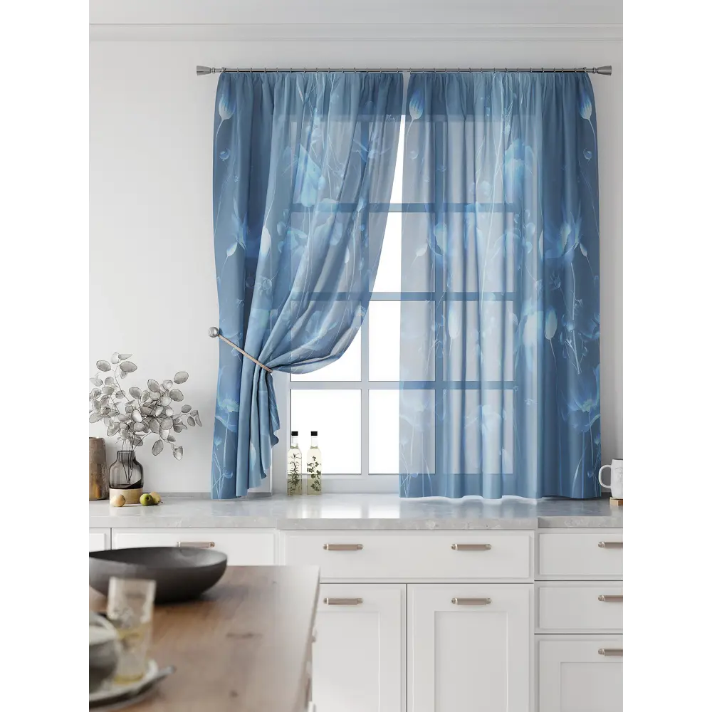 Фото 3 Комплект тюль 2 шт на ленте Comfy Way Свилс - 178 CW579178 150x160 см вуаль цвет синий Фото 3 Комплект тюль 2 шт на ленте Comfy Way Свилс - 178 CW579178 150x160 см вуаль цвет синий