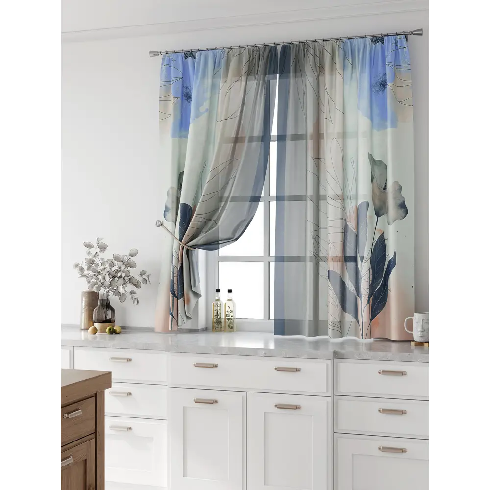 Фото Комплект тюль 2 шт на ленте Comfy Way Свилс - 185 CW579185 150x160 см вуаль цвет синий Фото Комплект тюль 2 шт на ленте Comfy Way Свилс - 185 CW579185 150x160 см вуаль цвет синий