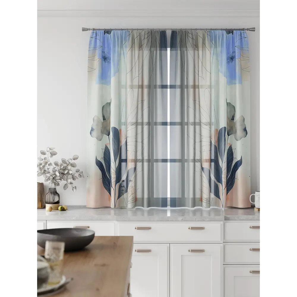 Фото 4 Комплект тюль 2 шт на ленте Comfy Way Свилс - 185 CW579185 150x160 см вуаль цвет синий Фото 4 Комплект тюль 2 шт на ленте Comfy Way Свилс - 185 CW579185 150x160 см вуаль цвет синий