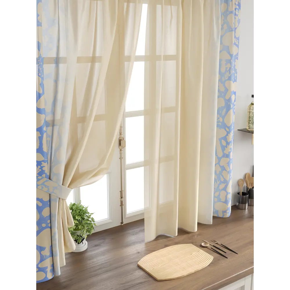 Фото 4 Комплект тюль 2 шт на ленте Comfy Way Свилс - 47 CW579047 150x160 см вуаль цвет синий Фото 4 Комплект тюль 2 шт на ленте Comfy Way Свилс - 47 CW579047 150x160 см вуаль цвет синий