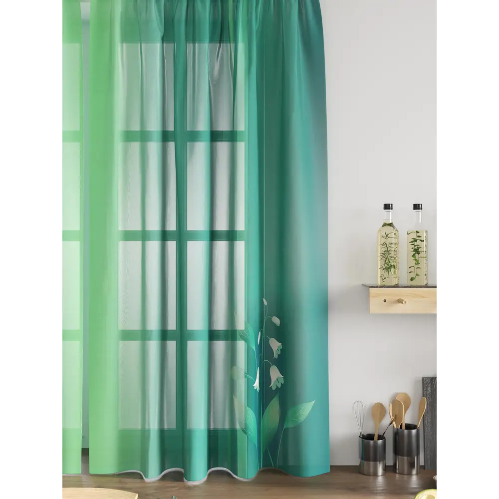 Фото 5 Комплект тюль 2 шт на ленте Comfy Way Свилс - 46 CW579046 150x160 см вуаль цвет бирюзовый Фото 5 Комплект тюль 2 шт на ленте Comfy Way Свилс - 46 CW579046 150x160 см вуаль цвет бирюзовый
