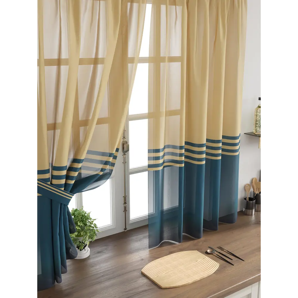 Фото 4 Комплект тюль 2 шт на ленте Comfy Way Свилс - 49 CW579049 150x160 см вуаль цвет синий Фото 4 Комплект тюль 2 шт на ленте Comfy Way Свилс - 49 CW579049 150x160 см вуаль цвет синий