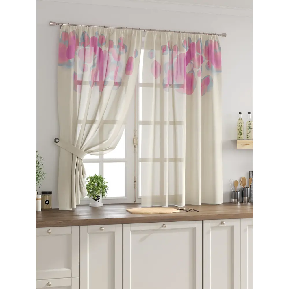 Фото Комплект тюль 2 шт на ленте Comfy Way Свилс - 55 CW579055 150x160 см вуаль цвет синий