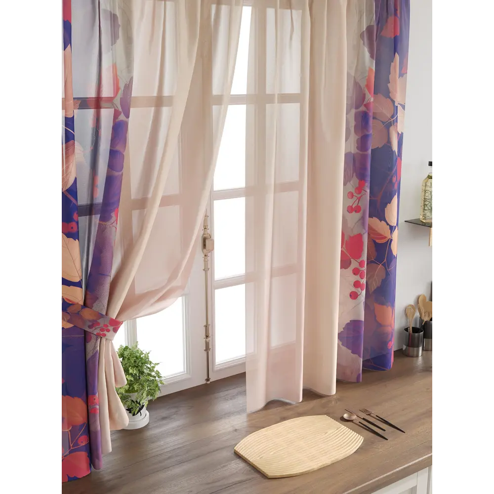 Фото 4 Комплект тюль 2 шт на ленте Comfy Way Свилс - 64 CW579064 150x160 см вуаль цвет синий Фото 4 Комплект тюль 2 шт на ленте Comfy Way Свилс - 64 CW579064 150x160 см вуаль цвет синий