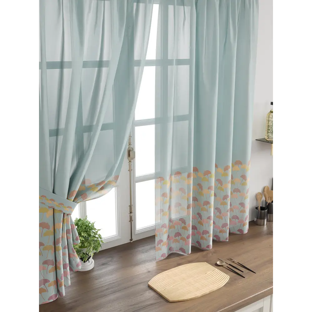 Фото 4 Комплект тюль 2 шт на ленте Comfy Way Свилс - 86 CW579086 150x160 см вуаль цвет бирюзовый Фото 4 Комплект тюль 2 шт на ленте Comfy Way Свилс - 86 CW579086 150x160 см вуаль цвет бирюзовый