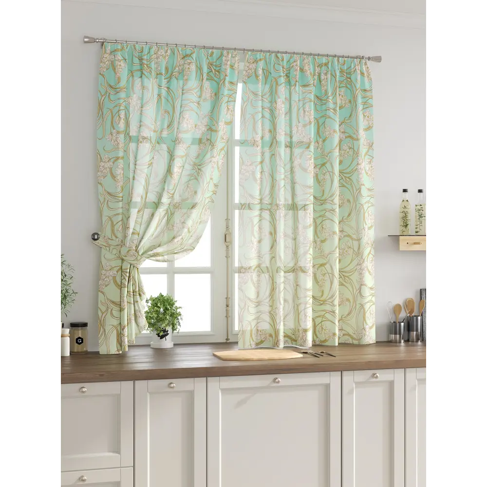 Фото Комплект тюль 2 шт на ленте Comfy Way Свилс - 83 CW579083 150x160 см вуаль цвет зеленый Фото Комплект тюль 2 шт на ленте Comfy Way Свилс - 83 CW579083 150x160 см вуаль цвет зеленый
