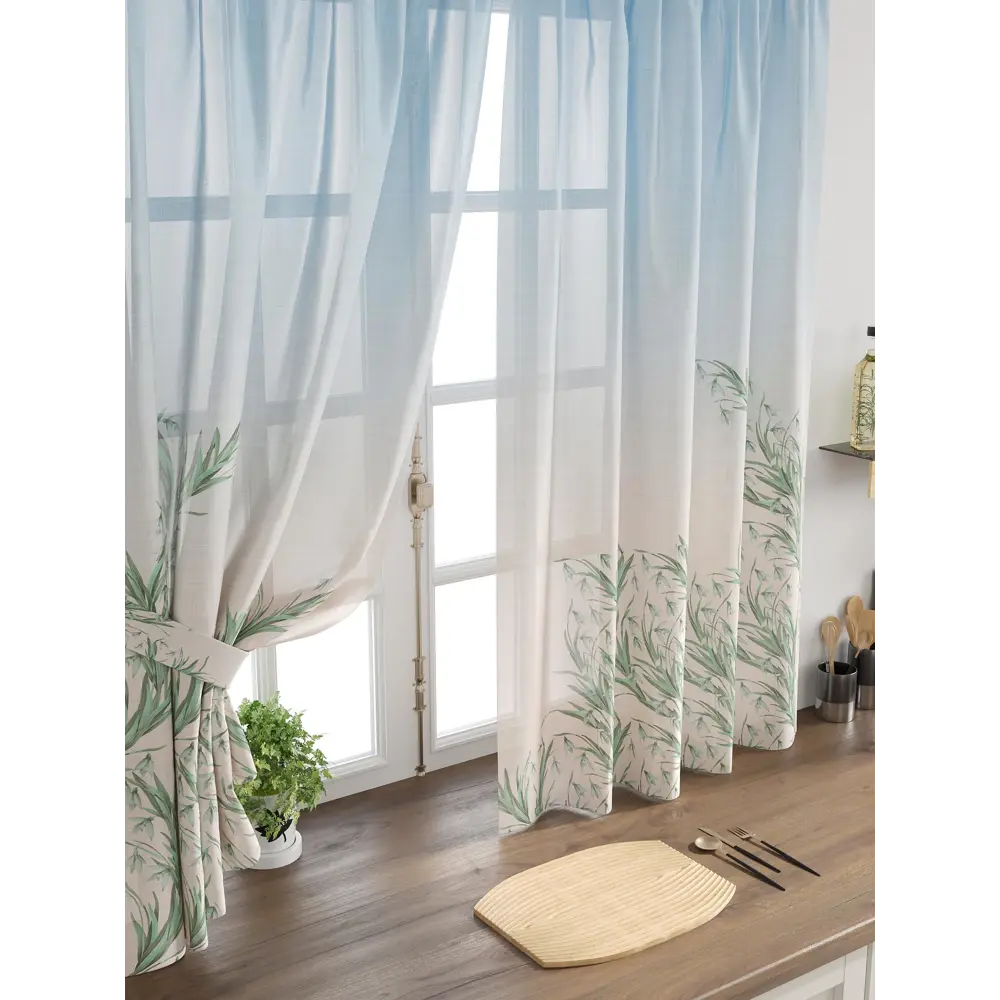 Фото 4 Комплект тюль 2 шт на ленте Comfy Way Свилс - 97 CW579097 150x160 см вуаль цвет зеленый Фото 4 Комплект тюль 2 шт на ленте Comfy Way Свилс - 97 CW579097 150x160 см вуаль цвет зеленый
