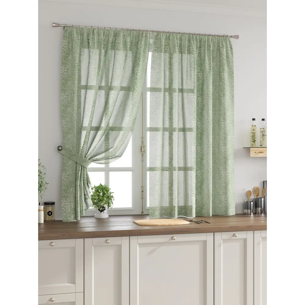 Фото Комплект тюль 2 шт на ленте Comfy Way Свилс - 16 CW579016 150x160 см вуаль цвет зеленый Фото Комплект тюль 2 шт на ленте Comfy Way Свилс - 16 CW579016 150x160 см вуаль цвет зеленый