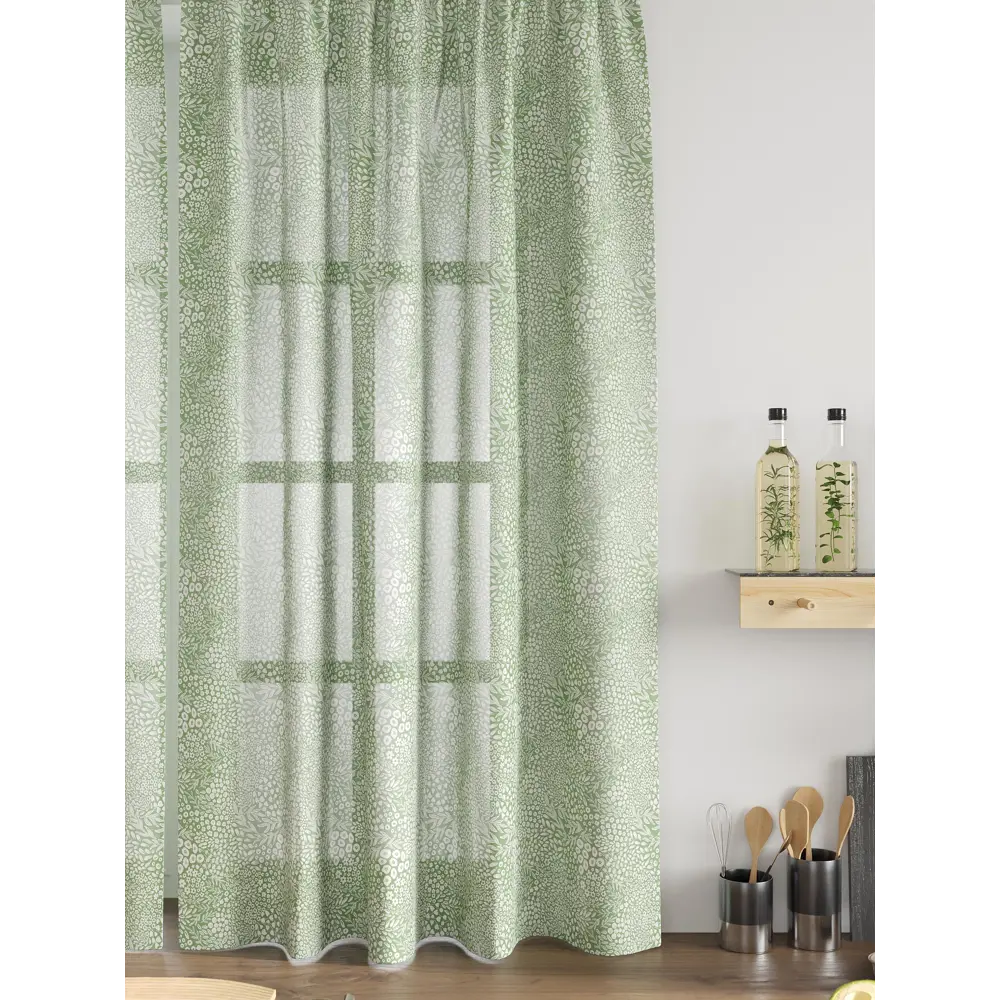 Фото 5 Комплект тюль 2 шт на ленте Comfy Way Свилс - 16 CW579016 150x160 см вуаль цвет зеленый Фото 5 Комплект тюль 2 шт на ленте Comfy Way Свилс - 16 CW579016 150x160 см вуаль цвет зеленый
