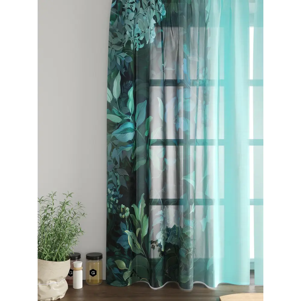 Фото 6 Комплект тюль 2 шт на ленте Comfy Way Свилс - 35 CW579035 150x160 см вуаль цвет бирюзовый Фото 6 Комплект тюль 2 шт на ленте Comfy Way Свилс - 35 CW579035 150x160 см вуаль цвет бирюзовый