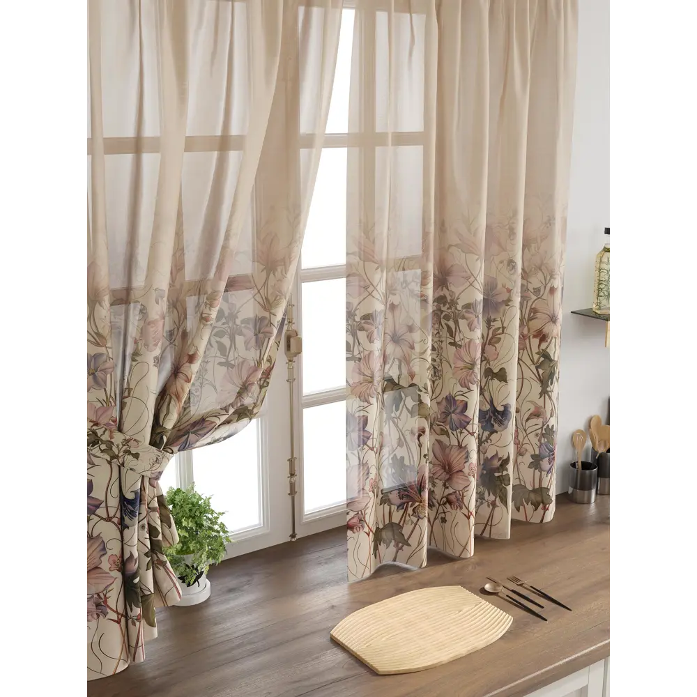 Фото 4 Комплект тюль 2 шт на ленте Comfy Way Свилс - 31 CW579031 150x160 см вуаль цвет коричневый Фото 4 Комплект тюль 2 шт на ленте Comfy Way Свилс - 31 CW579031 150x160 см вуаль цвет коричневый