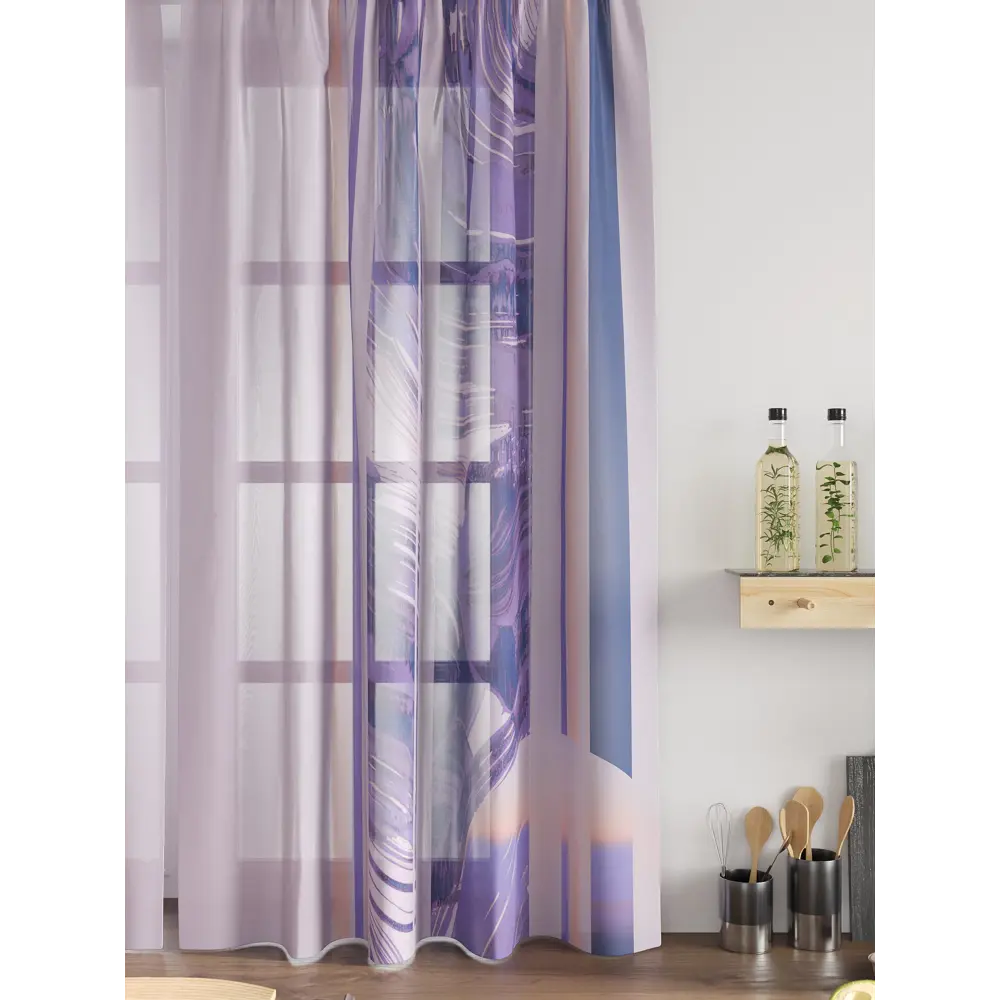 Фото 5 Комплект тюль 2 шт на ленте Comfy Way Свилс - 37 CW579037 150x160 см вуаль цвет синий Фото 5 Комплект тюль 2 шт на ленте Comfy Way Свилс - 37 CW579037 150x160 см вуаль цвет синий