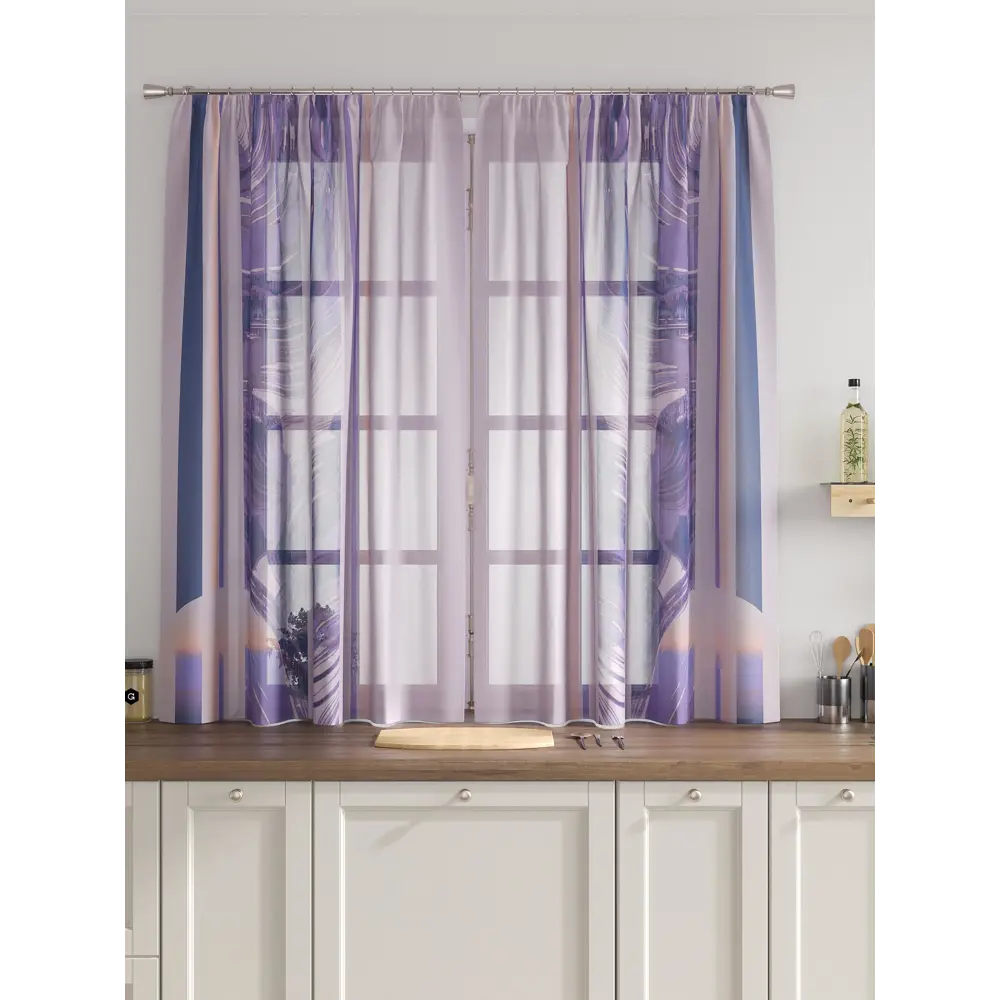 Фото 3 Комплект тюль 2 шт на ленте Comfy Way Свилс - 37 CW579037 150x160 см вуаль цвет синий Фото 3 Комплект тюль 2 шт на ленте Comfy Way Свилс - 37 CW579037 150x160 см вуаль цвет синий