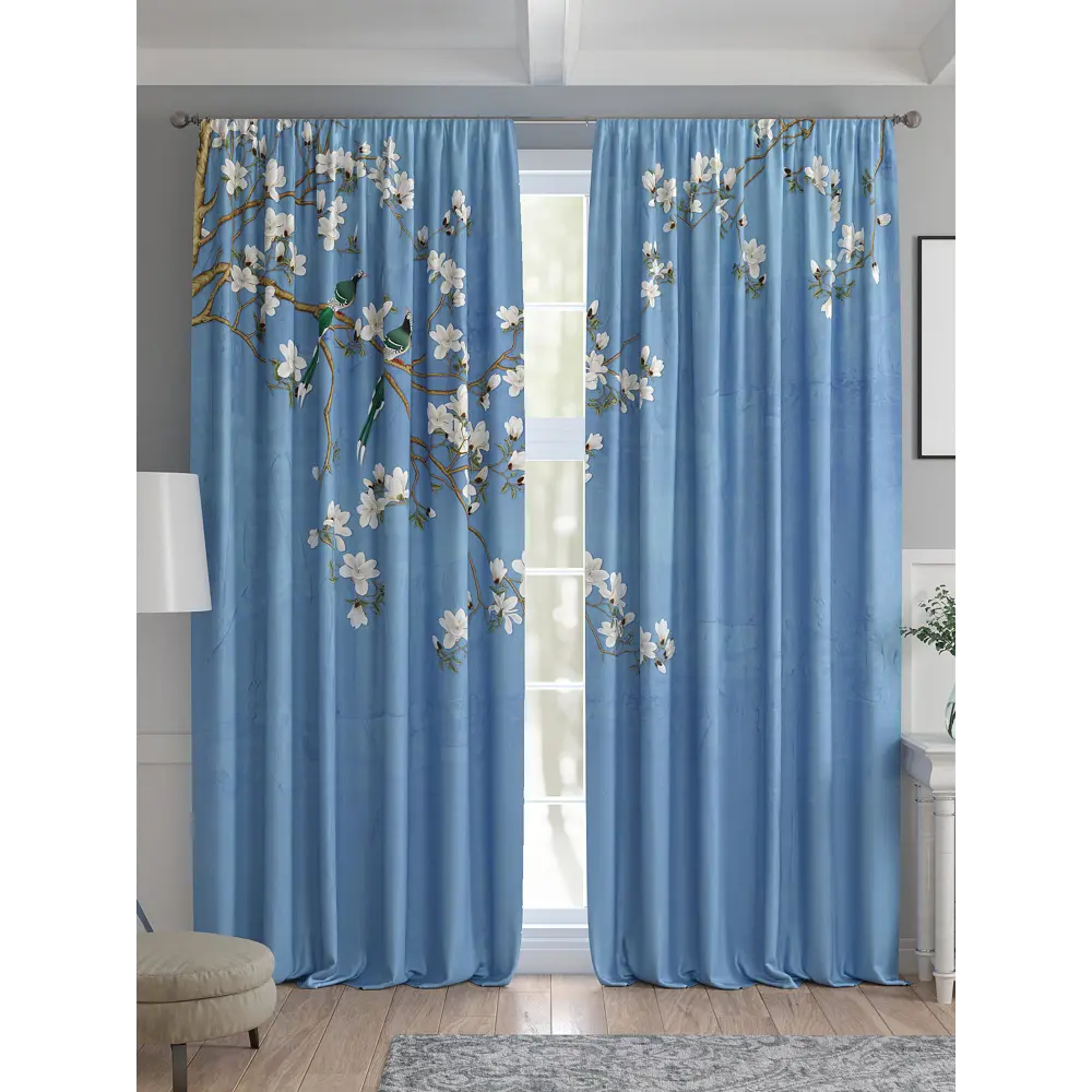 Фото 4 Комплект штор 2 шт на ленте Comfy Way Базовая Коллекция CW521296 150x240 см жаккард цвет синий Фото 4 Комплект штор 2 шт на ленте Comfy Way Базовая Коллекция CW521296 150x240 см жаккард цвет синий