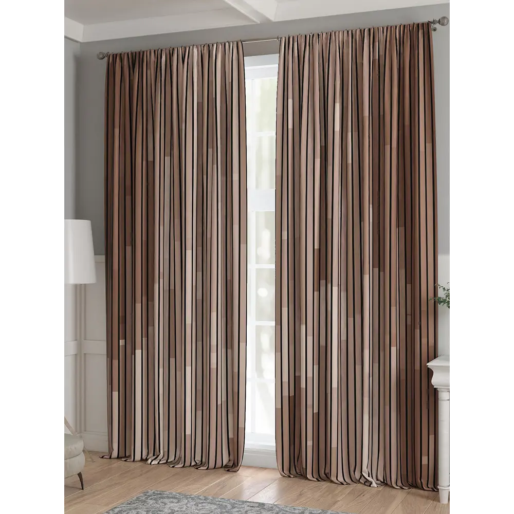 Фото 3 Комплект штор 2 шт на ленте Comfy Way Базовая Коллекция CW521277 150x240 см жаккард цвет коричневый Фото 3 Комплект штор 2 шт на ленте Comfy Way Базовая Коллекция CW521277 150x240 см жаккард цвет коричневый