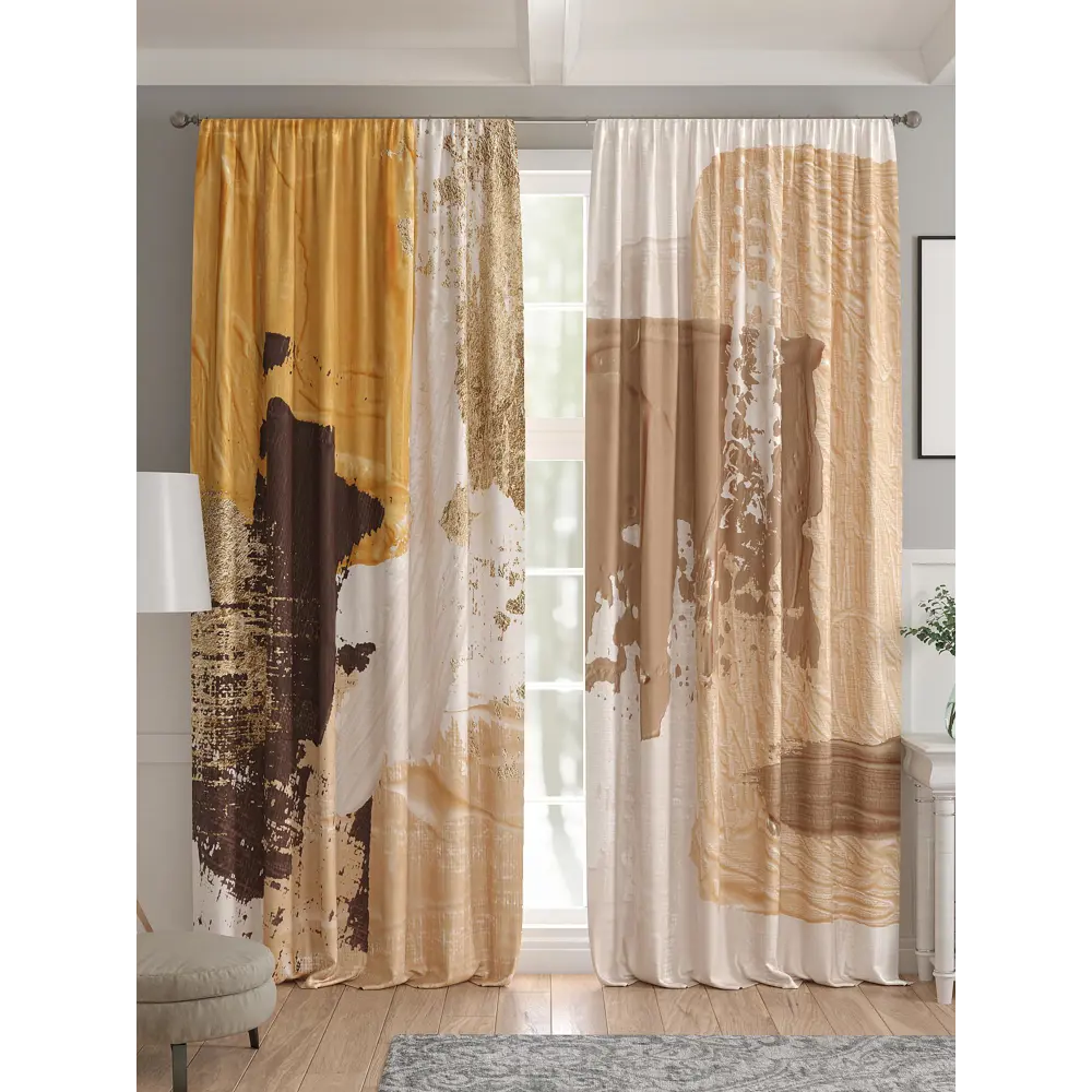 Фото 4 Комплект штор 2 шт на ленте Comfy Way Базовая Коллекция CW521300 150x240 см жаккард цвет коричневый Фото 4 Комплект штор 2 шт на ленте Comfy Way Базовая Коллекция CW521300 150x240 см жаккард цвет коричневый