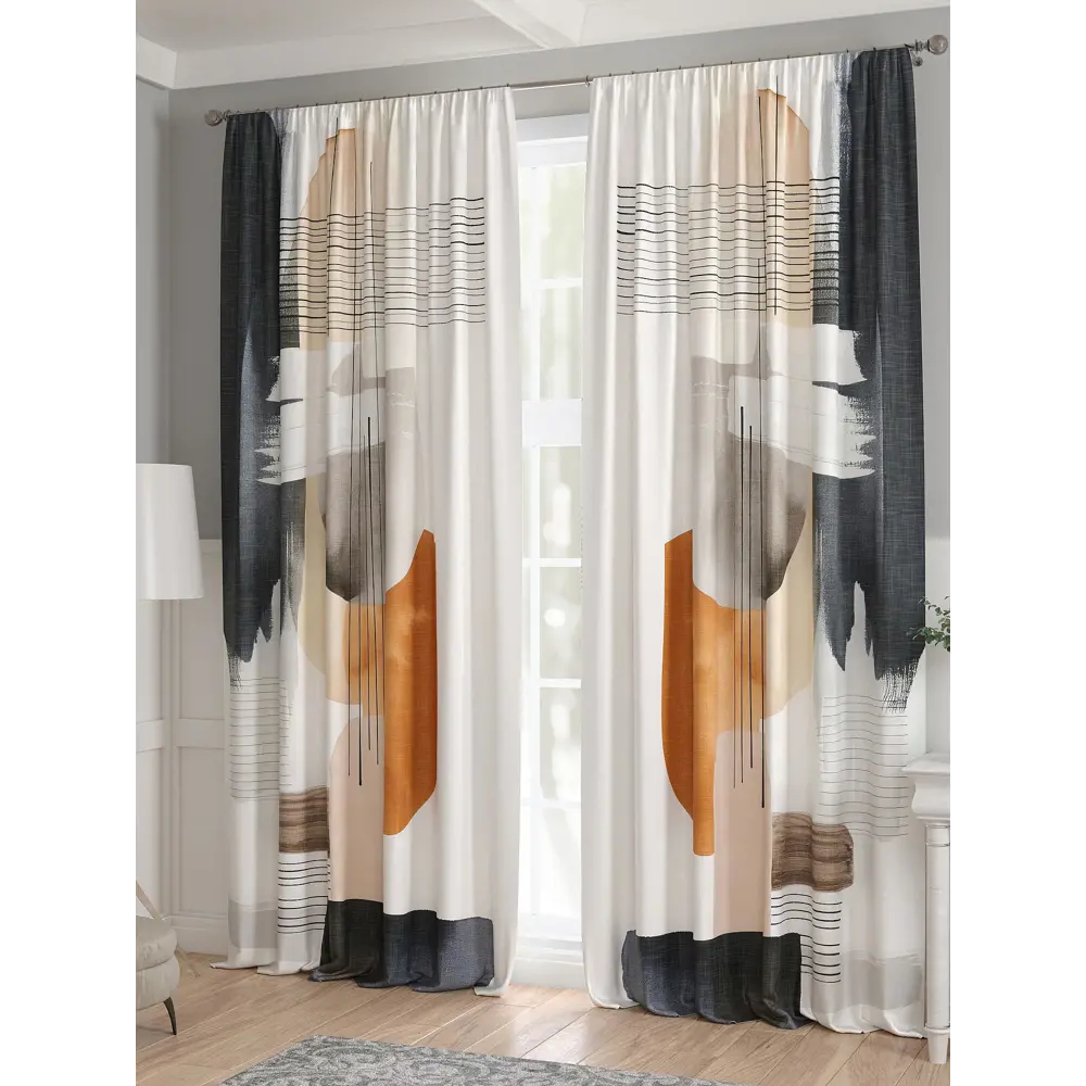 Фото 3 Комплект штор 2 шт на ленте Comfy Way Базовая Коллекция CW521244 150x240 см жаккард цвет оранжевый Фото 3 Комплект штор 2 шт на ленте Comfy Way Базовая Коллекция CW521244 150x240 см жаккард цвет оранжевый