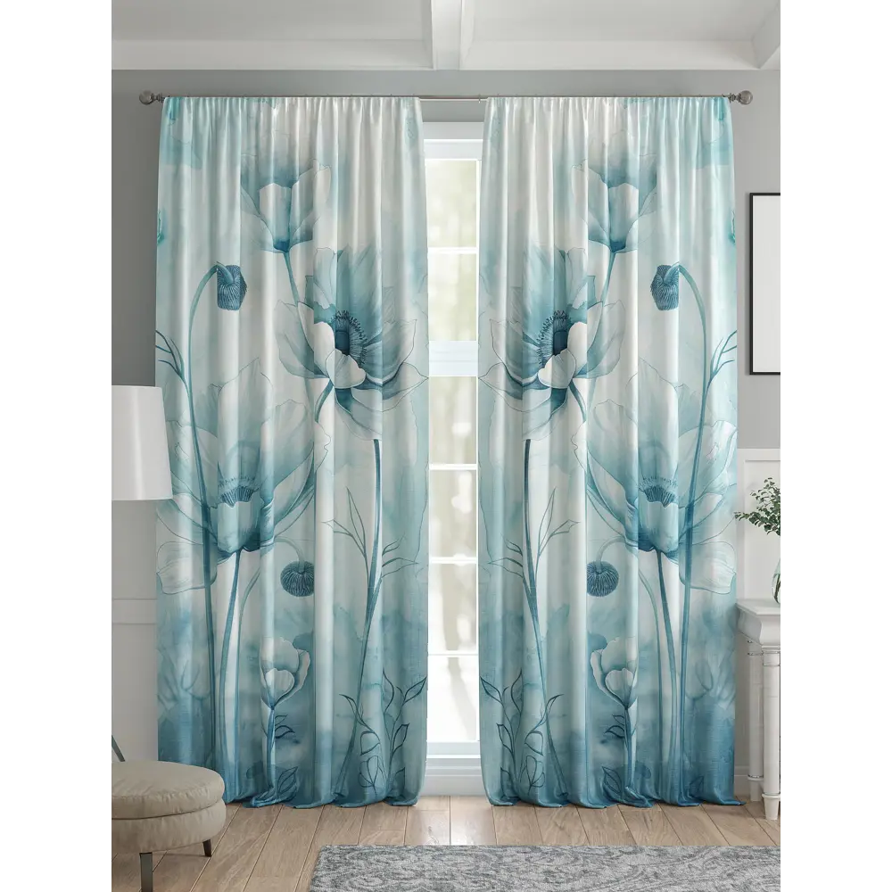Фото 4 Комплект штор 2 шт на ленте Comfy Way Базовая Коллекция CW521224 150x240 см жаккард цвет синий Фото 4 Комплект штор 2 шт на ленте Comfy Way Базовая Коллекция CW521224 150x240 см жаккард цвет синий