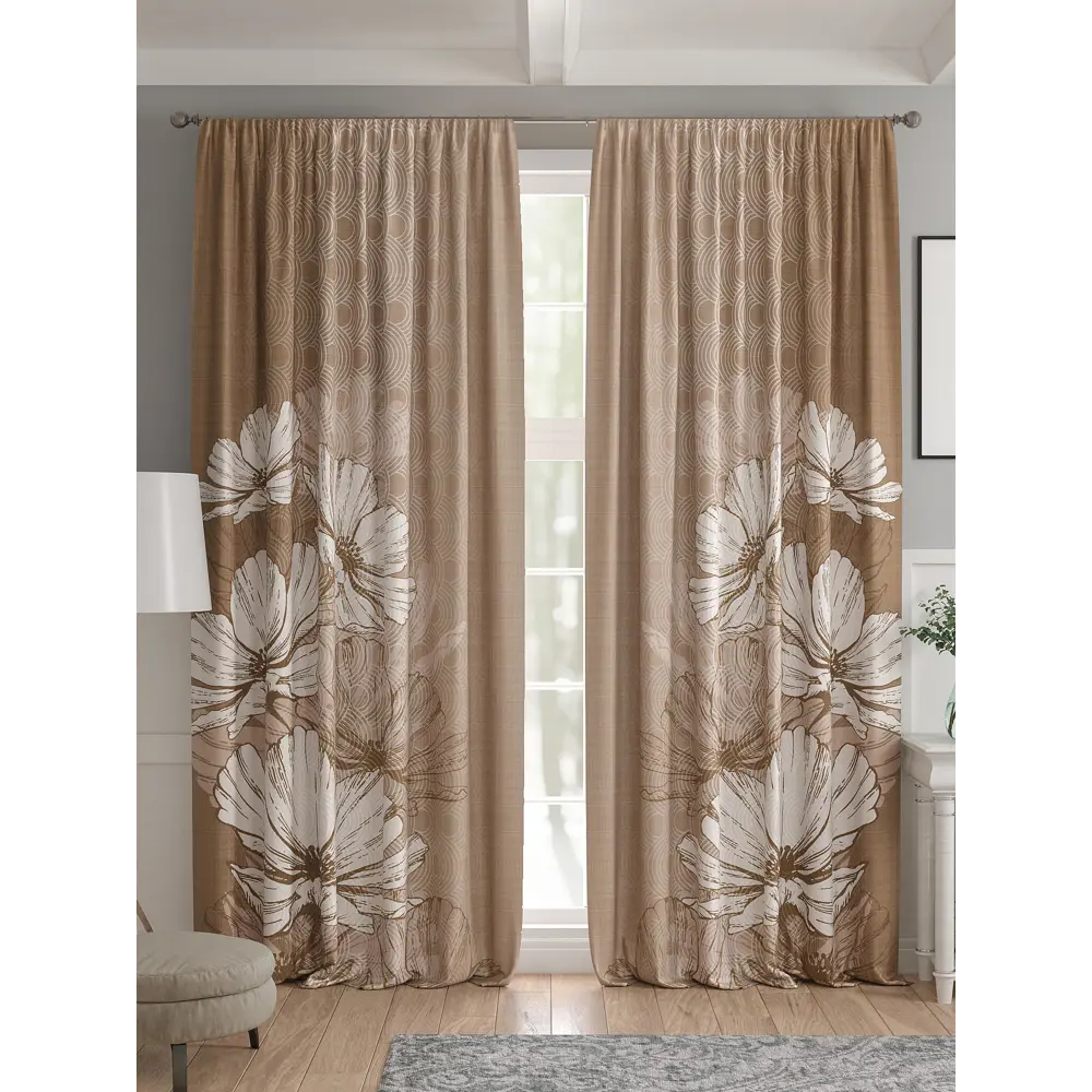 Фото 4 Комплект штор 2 шт на ленте Comfy Way Базовая Коллекция CW521195 150x240 см жаккард цвет бежевый Фото 4 Комплект штор 2 шт на ленте Comfy Way Базовая Коллекция CW521195 150x240 см жаккард цвет бежевый