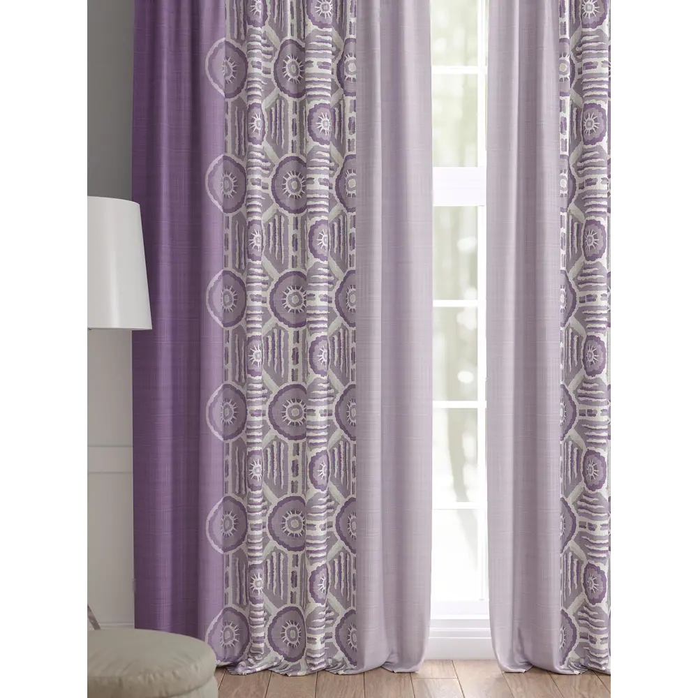 Фото 2 Комплект штор 2 шт на ленте Comfy Way Базовая Коллекция CW521194 150x240 см жаккард цвет фиолетовый Фото 2 Комплект штор 2 шт на ленте Comfy Way Базовая Коллекция CW521194 150x240 см жаккард цвет фиолетовый