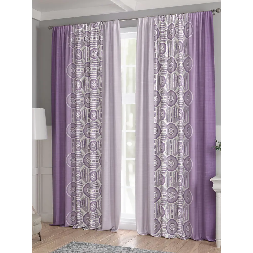 Фото 3 Комплект штор 2 шт на ленте Comfy Way Базовая Коллекция CW521194 150x240 см жаккард цвет фиолетовый Фото 3 Комплект штор 2 шт на ленте Comfy Way Базовая Коллекция CW521194 150x240 см жаккард цвет фиолетовый