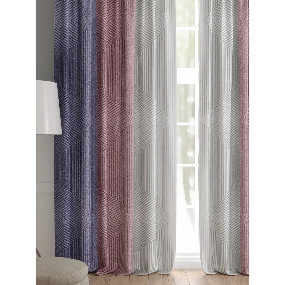 Фото 2 Комплект штор 2 шт на ленте Comfy Way Базовая Коллекция CW521183 150x240 см жаккард цвет фиолетовый Фото 2 Комплект штор 2 шт на ленте Comfy Way Базовая Коллекция CW521183 150x240 см жаккард цвет фиолетовый